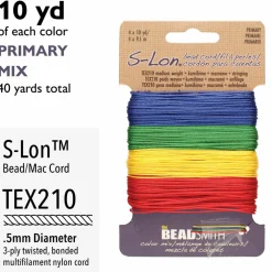 12 Packs: 4 ct. (48 total) The Beadsmith® S-Lon® 0.5mm Mixed Color Bead Cords