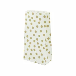 12 Packs: 16 ct. (192 total) White & Gold Dot Treat Bags by Celebrate Itâ„¢