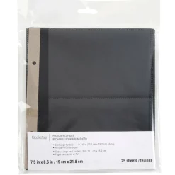 6 Packs: 25 ct. (50 total) 7.5" x 8.6" Black 2-Up Photo Refill Pages by Recollections™