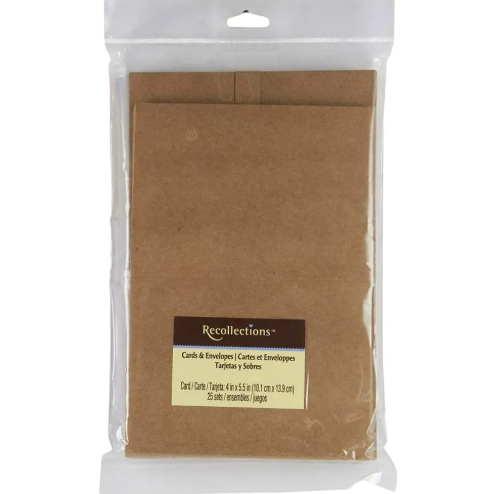 27 Packs: 25 ct. (675 total) 4" x 5.5" Kraft Cards & Envelopes by Recollections®