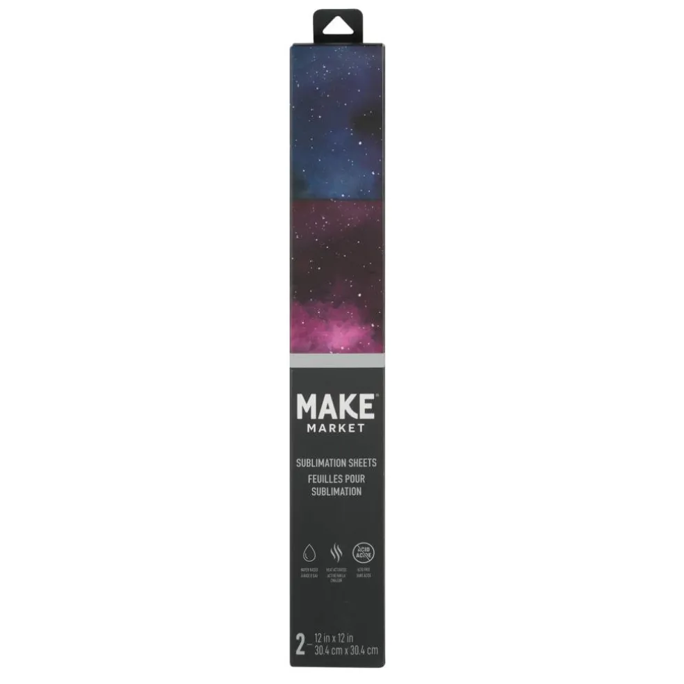 6 Packs: 2 ct. (12 total) 12" x 12" Pink & Blue Galaxy Sublimation Sheets by Make Market®
