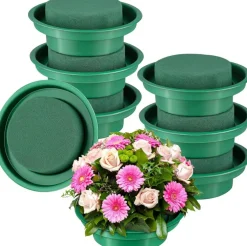 8 Packs Green Floral Foam Rounds in Bowls DIY Flower Arrangement Kit