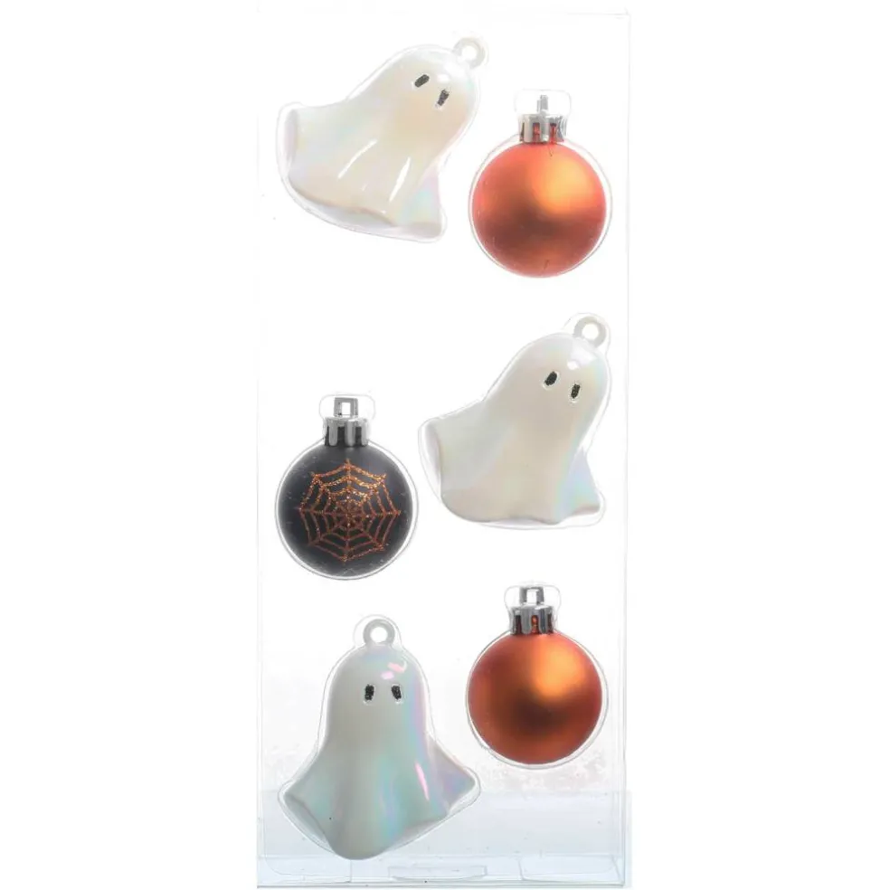 6 Pack Shatterproof Ghost & Ball Ornaments by Ashland®