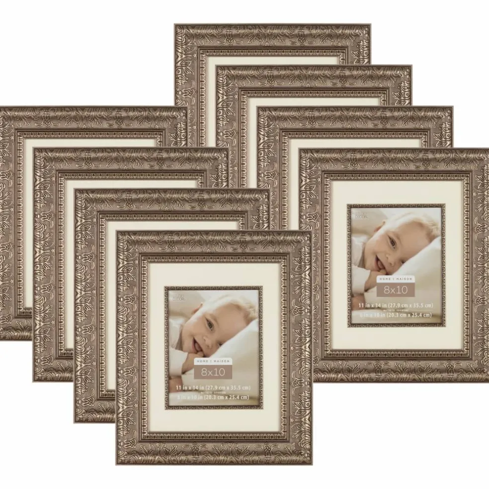 8 Pack: Silver 8" x 10" Floral Frame with Mat, Home Collection by Studio Décor®