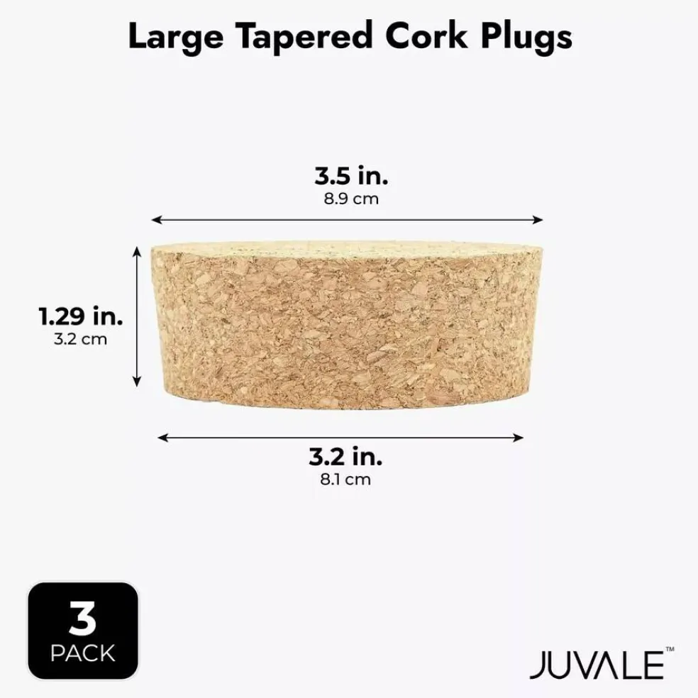 3 Pack Size #48 Tapered Cork Plugs 3.5", Suitable for Most Wine and Beer Bottles