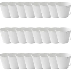 24 Pack: Small White Tin Gift Pail with Handle by Celebrate It™