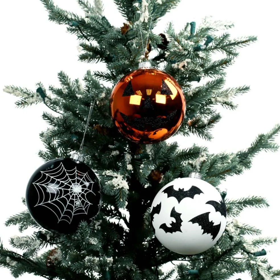 3 Pack 4.75" Spiderweb, Bat & Jack-o'-Lantern Shatterproof Ornaments by Ashland®