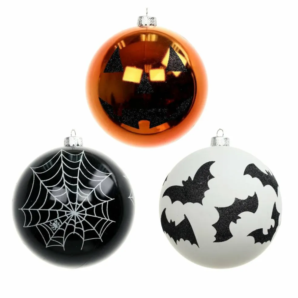 3 Pack 4.75" Spiderweb, Bat & Jack-o'-Lantern Shatterproof Ornaments by Ashland®