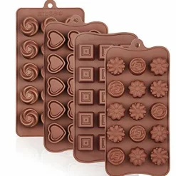 4 Packs Silicone Molds for Chocolate, Food Grade no-stick Baking, candy and butter Mold with different shape