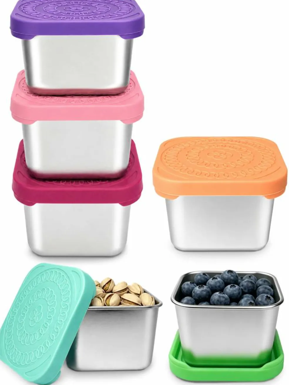 6 Pack Stainless Steel Snack Containers for Kids, 6 oz Food Container