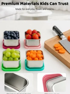 6 Pack Stainless Steel Snack Containers for Kids, 6 oz Food Container