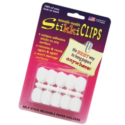 8 Pack: StikkiCLIPS™ White Adhesive Clips, 3 Packs of 30