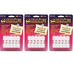 8 Pack: StikkiCLIPS™ White Adhesive Clips, 3 Packs of 30