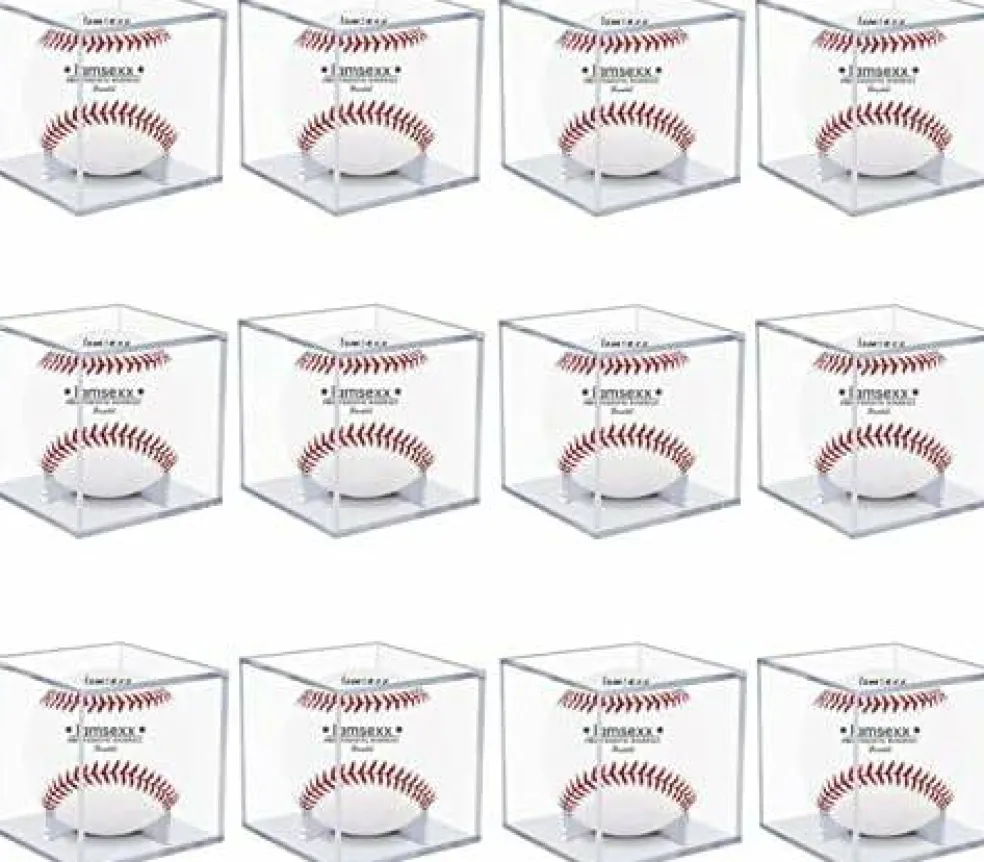 12 Pack UV Protected Acrylic Boxes for Display,Clear Display Case Baseball Cube Memorabilia Showcase Autograph Ball Protector
