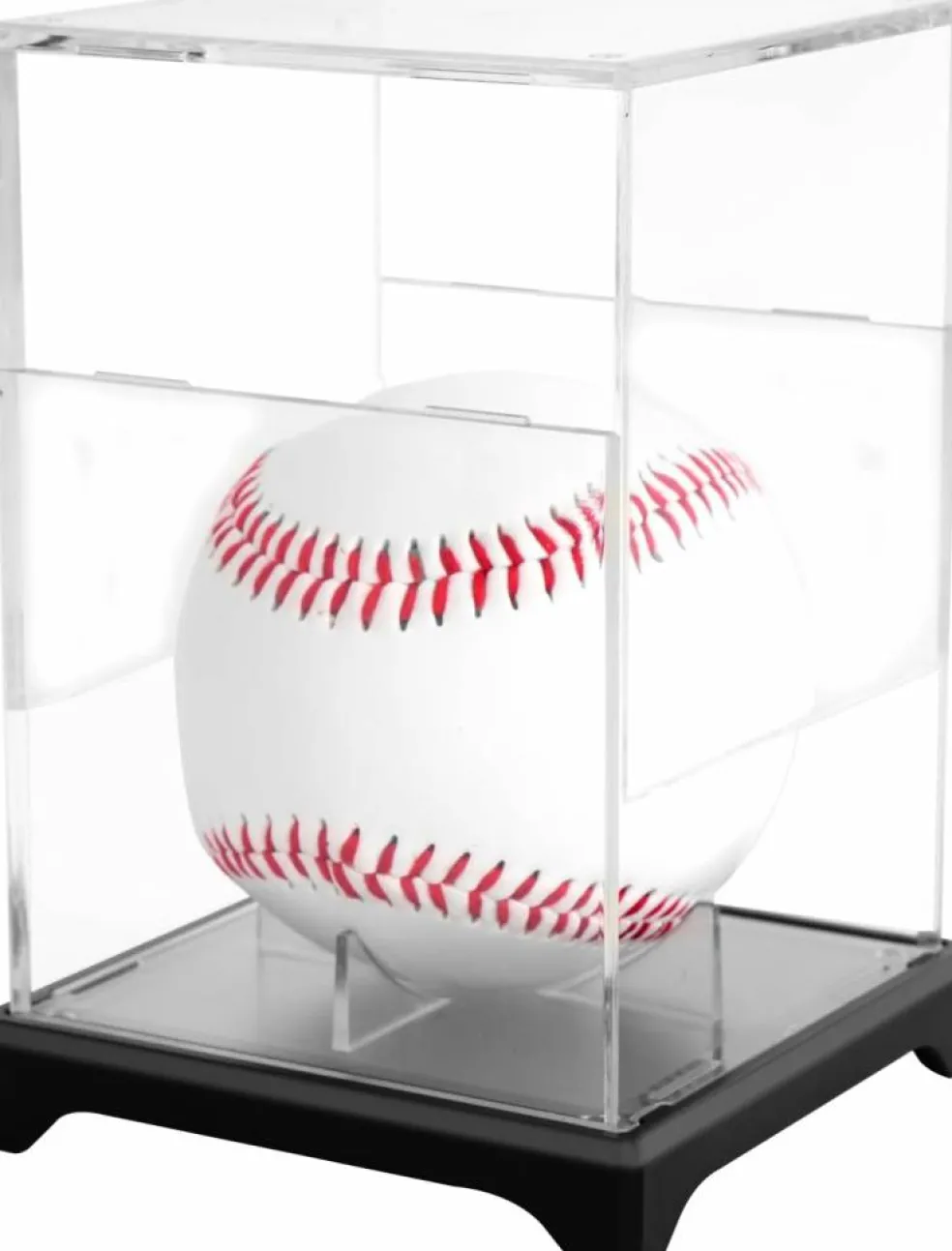 4 Pack UV Protected Baseball Display Case with Stackable Design - Clear Acrylic Box for Official Size Autograph Balls, Memorabilia Protector with Base