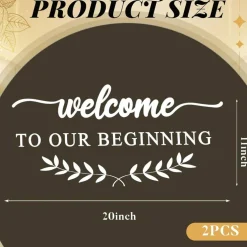 2 Pack Welcome to Our Beginning Mirror Decals for Wedding, Wedding Welcome Sign Vinyl Sticker, Removable Mirror Lettering for Reception, Engagement, Marriage Ceremony, Entryway Mirror Decor