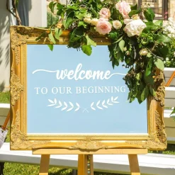 2 Pack Welcome to Our Beginning Mirror Decals for Wedding, Wedding Welcome Sign Vinyl Sticker, Removable Mirror Lettering for Reception, Engagement, Marriage Ceremony, Entryway Mirror Decor