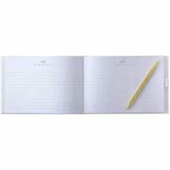 6 Pack: White & Gold Guest Book & Pen Set by Celebrate It™