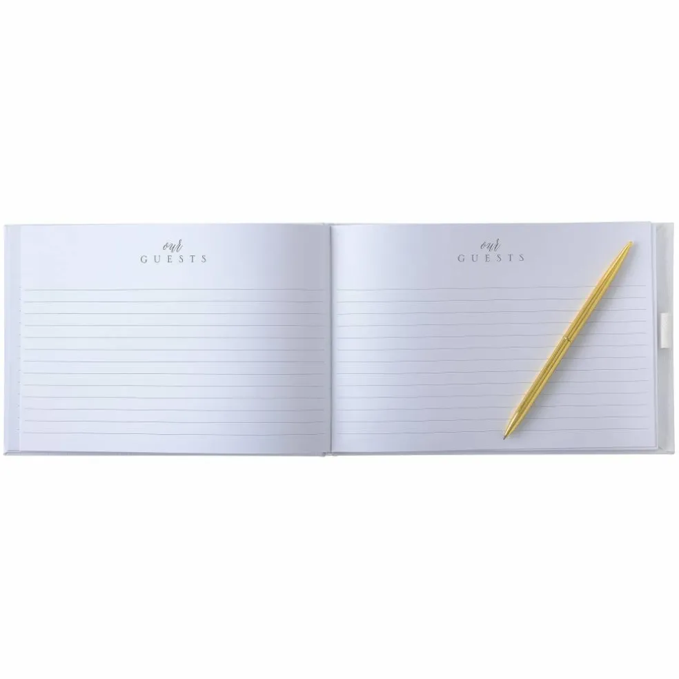 6 Pack: White & Gold Guest Book & Pen Set by Celebrate It™