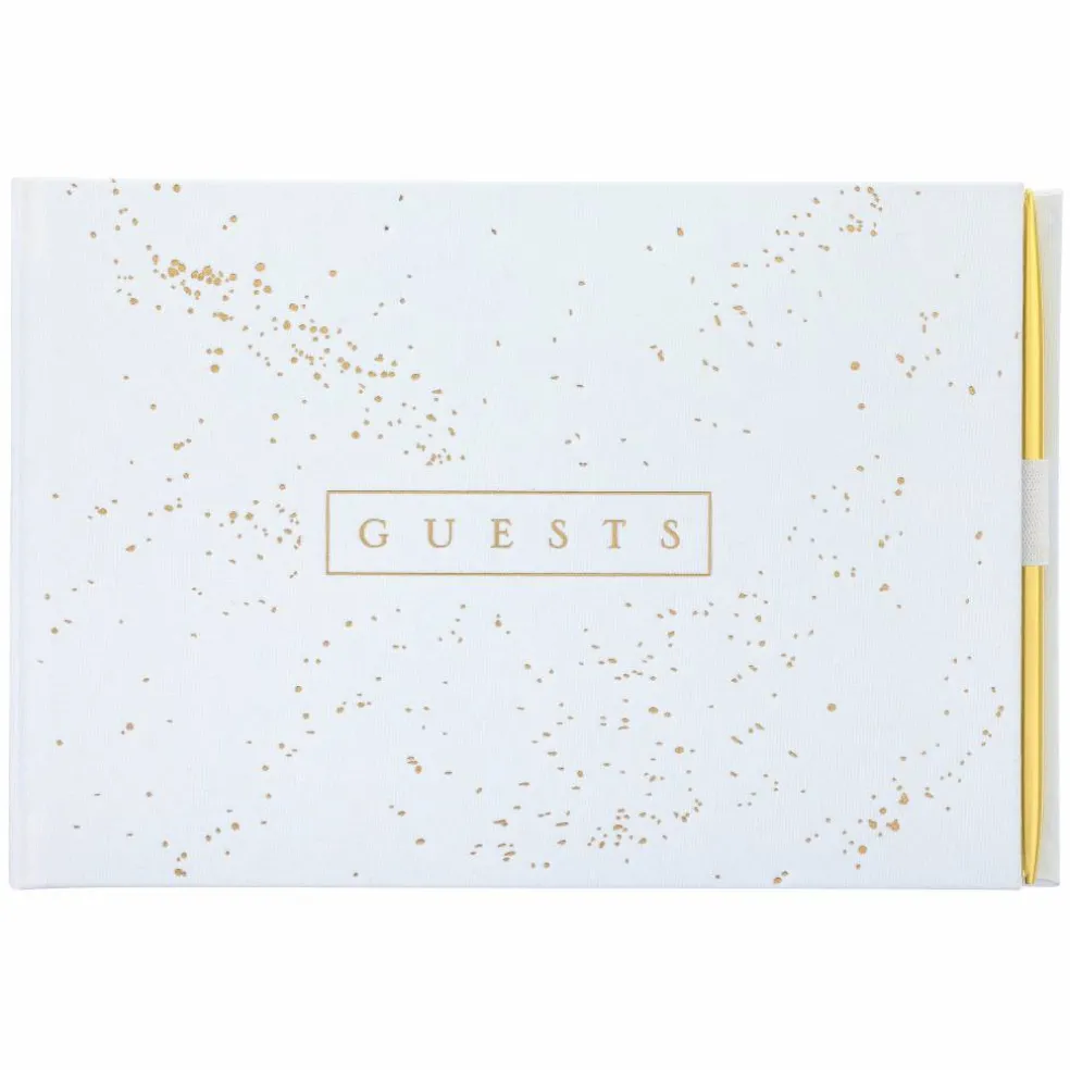 6 Pack: White & Gold Guest Book & Pen Set by Celebrate It™