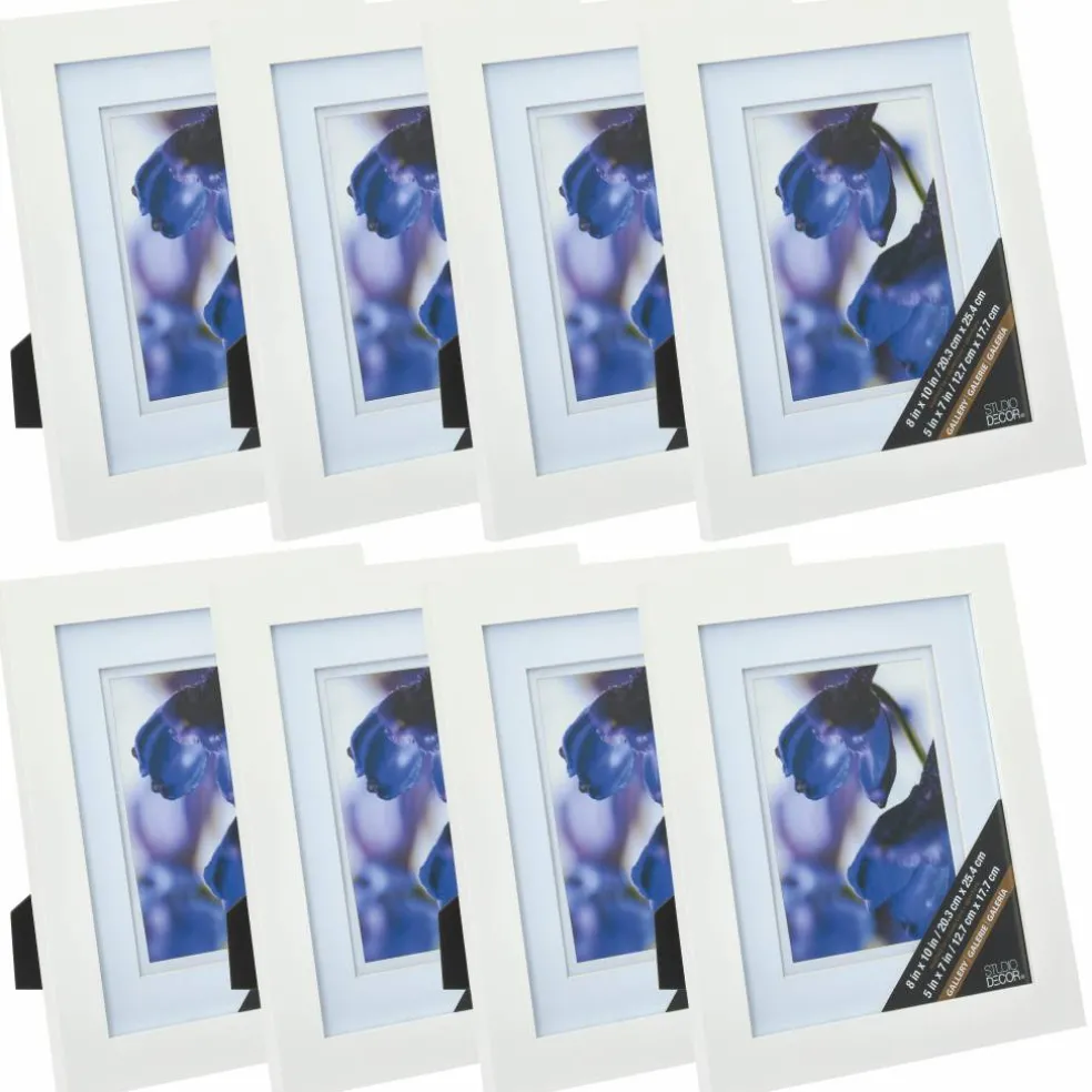 8 Pack: White 5" x 7" Gallery Frame with Double Mat, Airfloat Gallery™ by Studio Décor®