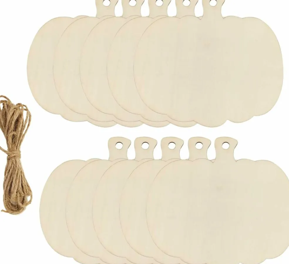 16 Pack Wood Pumpkin Cutouts Unfinished Wooden Pumpkin