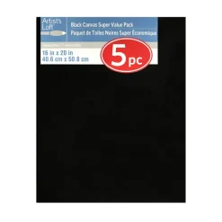 5 Pack 16" x 20" Black Canvas Super Value Pack by Artist's Loft®