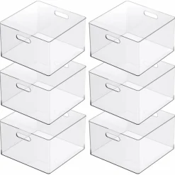 6 Pack: 13" x 13" Clear Storage Bin with Handles by Simply Tidyâ„¢