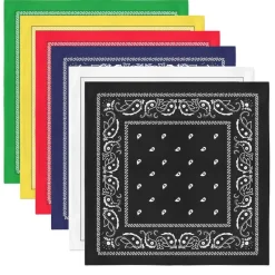8 Pack X-Large Paisley Cotton Printed Bandana - 27 x 27 inches