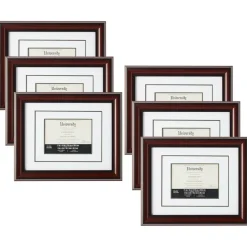 6 Pack: 6" x 8" Mahogany Document Frame with Double Mat by Studio Décor®