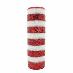12 Pack: 10" x 6.3yd. Red & White Striped Mesh by Celebrate Itâ„¢