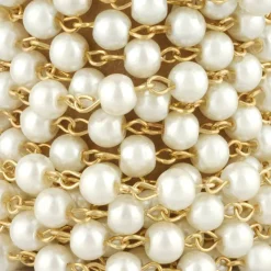 6 Pack: 3yd. Gold Chain with White Pearls by Bead Landing™