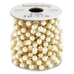 6 Pack: 3yd. Gold Chain with White Pearls by Bead Landing™