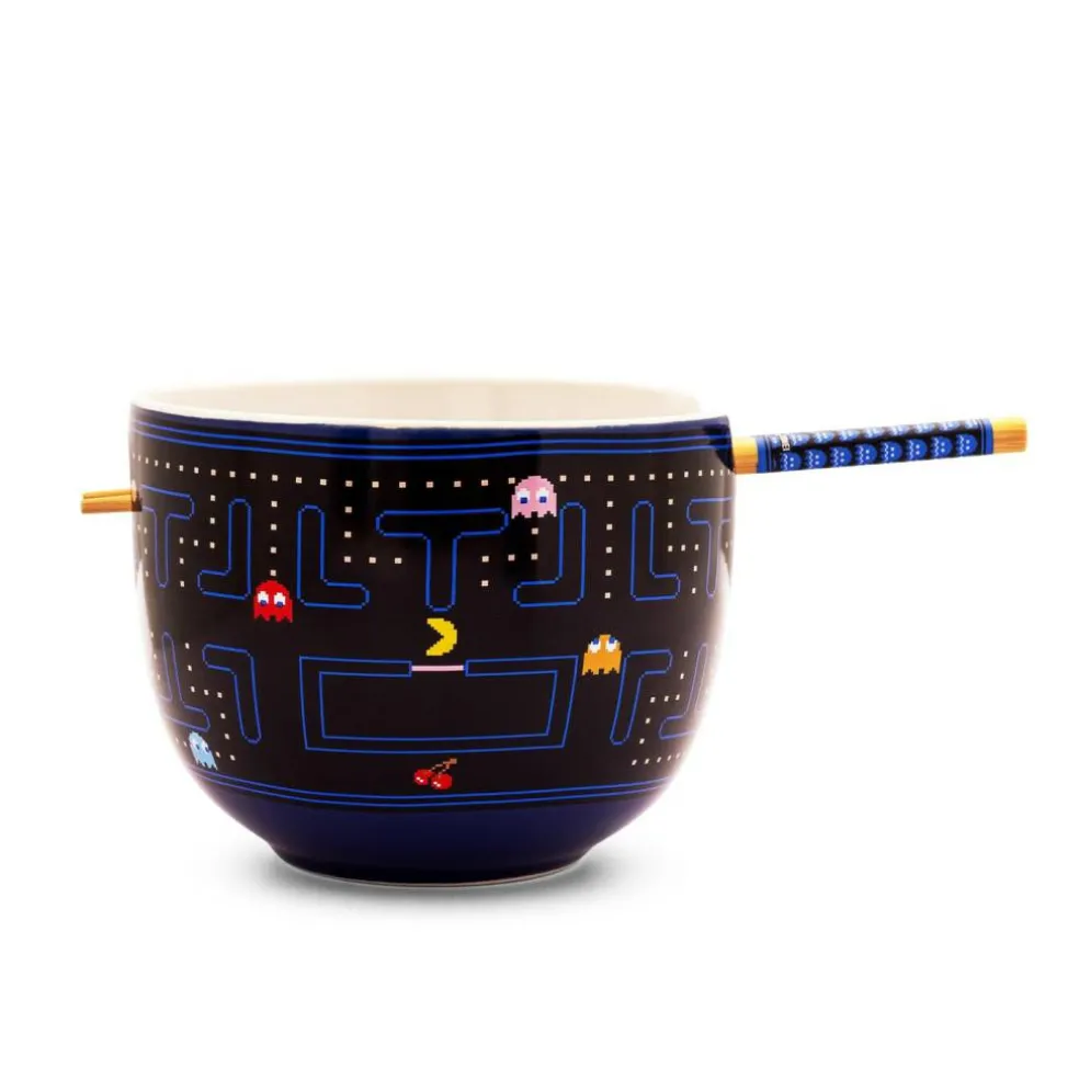 PAC-MAN Classic Maze 20-Ounce Ceramic Ramen Bowl and Chopstick Set