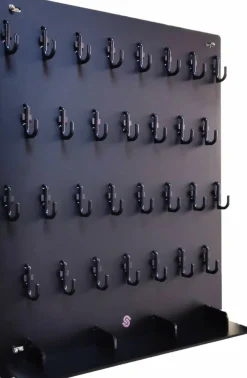 P0004 Acrylic Key Holder Board with 30 Hooks, Wall-Mounted Key Organizer 14 3/4" x 18 3/4", Thick Buckle Upgrade, Matte Black with Pallet for Garage, Office, Car Dealer, Hotel