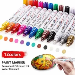 Paint Pens Set - Oil-Based Waterproof Paint Markers for Rocks, Wood, Fabric, Plastic, Canvas, Glass, Mugs, and DIY Crafts, Quick-Dry, Permanent, and Fade-Resistant
