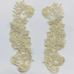 1 Pair Beaded Lace Applique Embroidered on 100% Polyester Organza 9