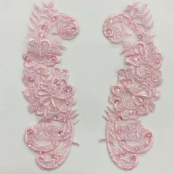 1 Pair Beaded Lace Applique Embroidered on 100% Polyester Organza 9