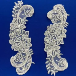 1 Pair Beaded Lace Applique Embroidered on 100% Polyester Organza 9