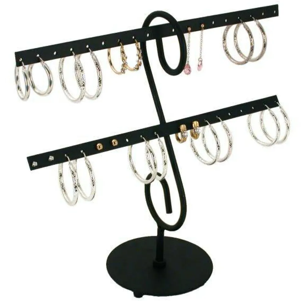 16 Pairs Metal Earring Display Stand Black 8"