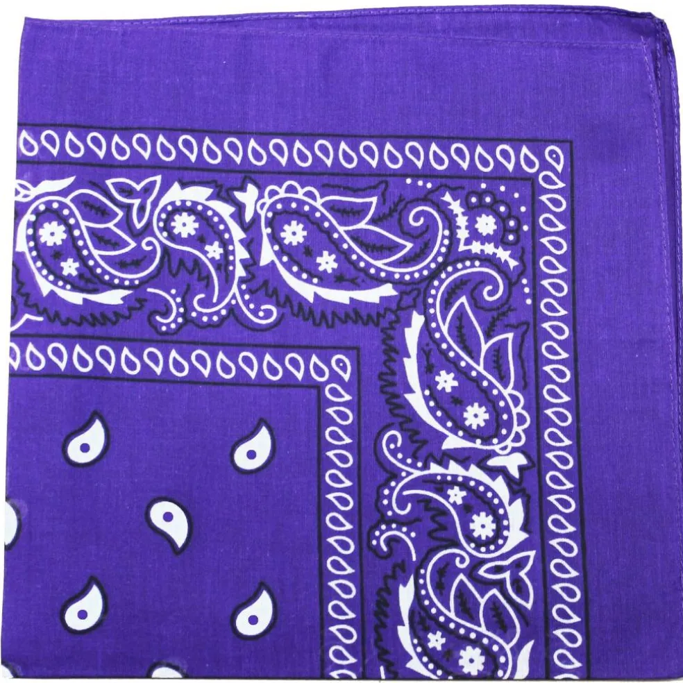 Paisley Bandanas Head Wrap, 100% Cotton Double Sided, 21 x 21 Inch