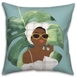 Palm Girl Throw Pillow