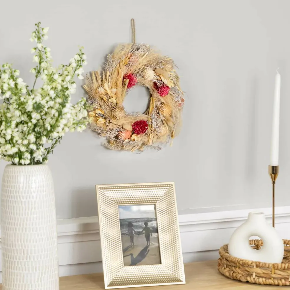 11" Pampas Grass & Dried Floral Spring Wreath