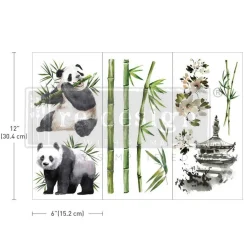 Panda Sweet - Small Transfers 6"x12" 3 sheets Rub on Transfers for Furniture Vintage Rub on Transfers Stickers for Crafts Classic Spring Summer Autumn Decoration Transfers