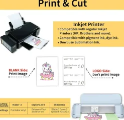 Papel Transfer Ink Jet GLITTER for Dark & Light Fabrics Sheets 8.5"x11"