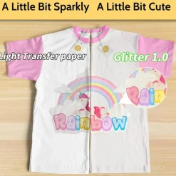 Papel Transfer Ink Jet GLITTER for Dark & Light Fabrics Sheets 8.5