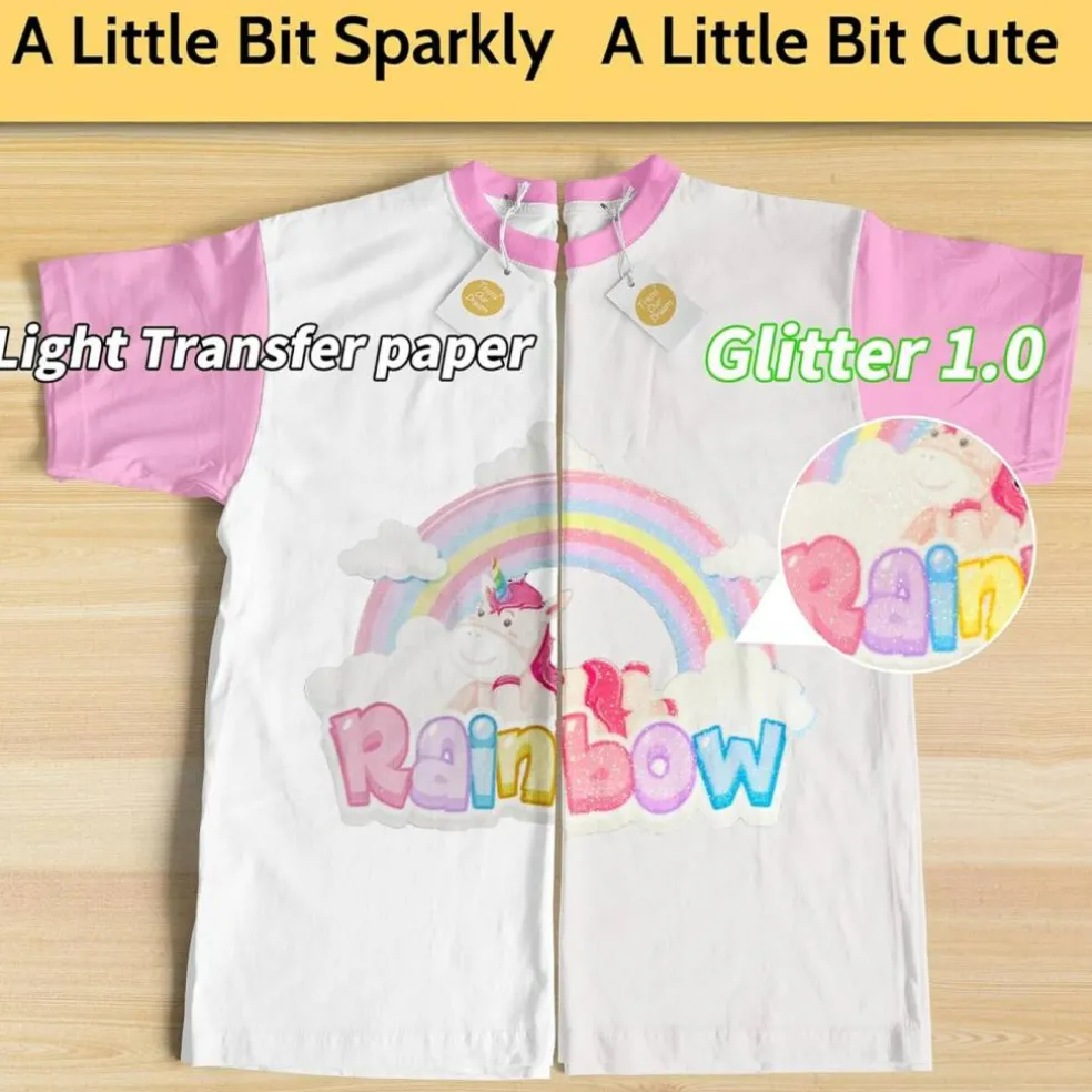 Papel Transfer Ink Jet GLITTER for Dark & Light Fabrics Sheets 8.5"x11"
