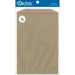 Paper Accents Kraft Bags 6 x 9.75 in - 25 Pack Pinked Edge Craft Paper Gift Bags for Scrapbooking, Card Making, Party Favors, and Brown Kraft Packaging