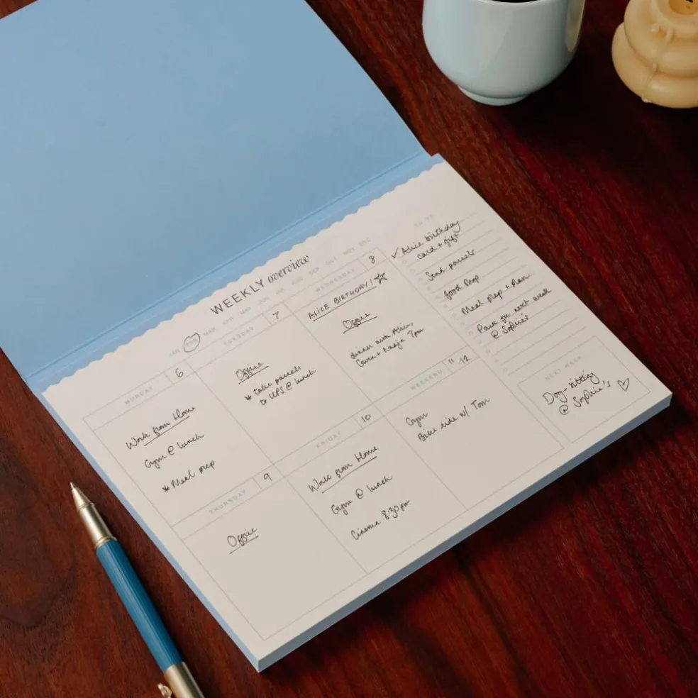 Papier 9.5" x 7" Floral Checkerboard Undated Weekly Desk Planner