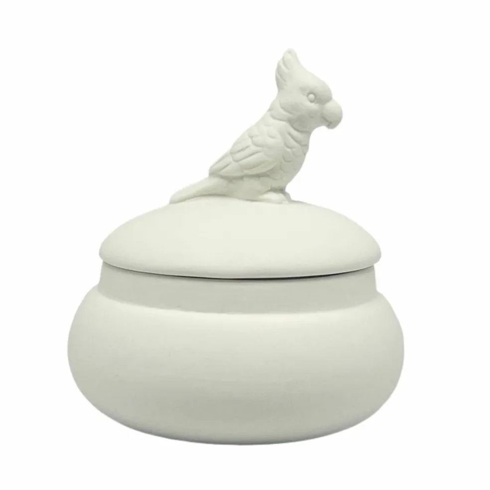 3.5" Parrot DIY Ceramic Trinket Box with Lid by Make Market®